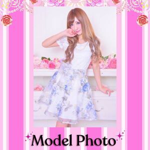 Blue Rose Skirt Small Floral Party Prom Casual Flared MA*RS Gyaru Gal Style Y2K